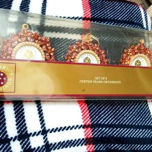 Dillards Trimmings set of 3 pewter frame ornaments
